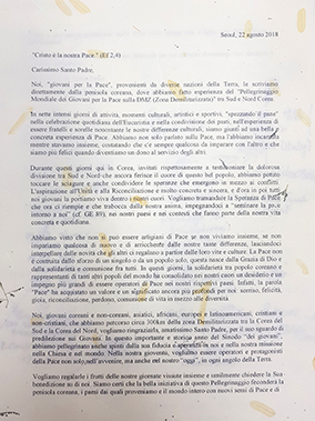 ‘DMZ 국제청년평화순례’ 참가자들 교황에 편지